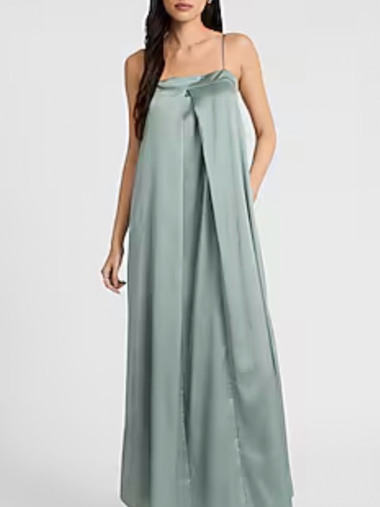 Express Dresses & Skirts - Express Satin Sleeveless Pleated Maxi Shift Dress Size Small